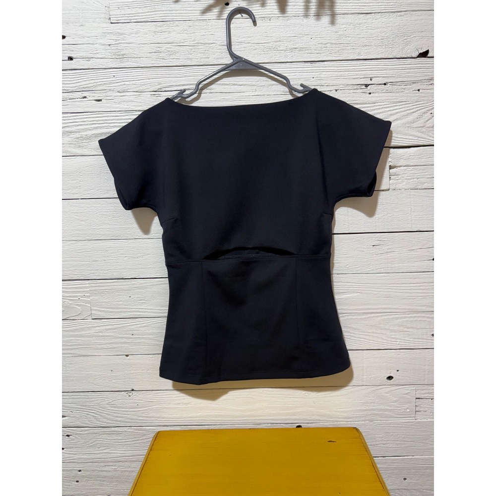 Girlfriend Collective Black Cap Sleeve Back Cutout Top RN148694 Large NWT